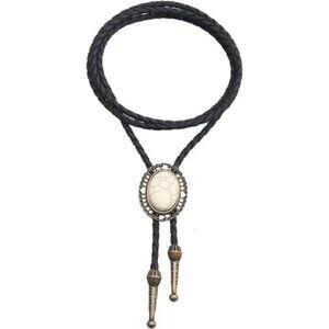 Cowhide Bolo Western Tie for Men and Women Pl0065-white Gold
